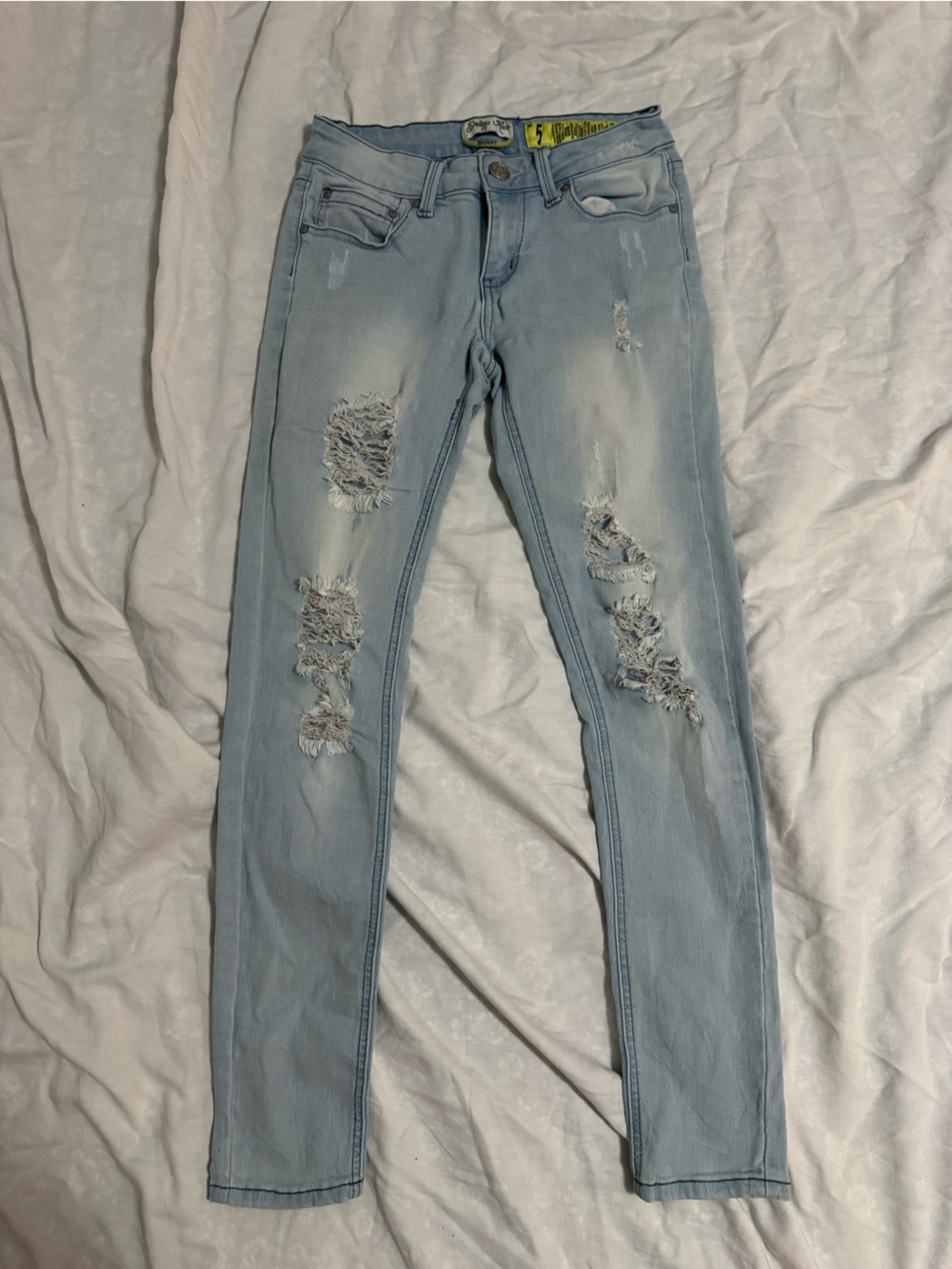 Indigo Rein Light Blue Distressed Skinny Jeans